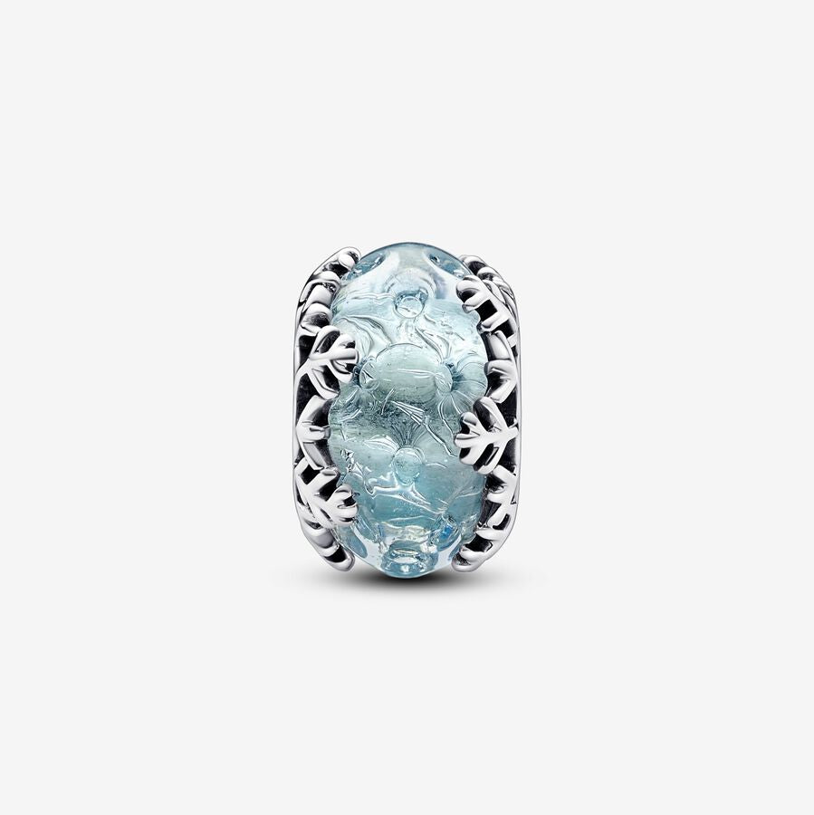 Winter Blue Snowflake Murano Charm