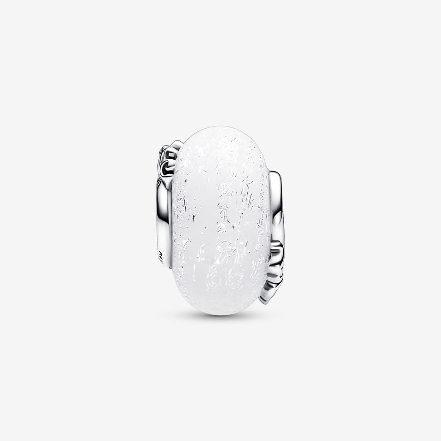 Glittery White Murano Glass Mom & Love Charm
