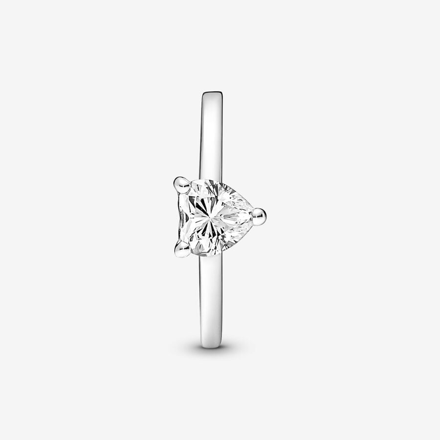 Sparkling Heart Solitaire Ring