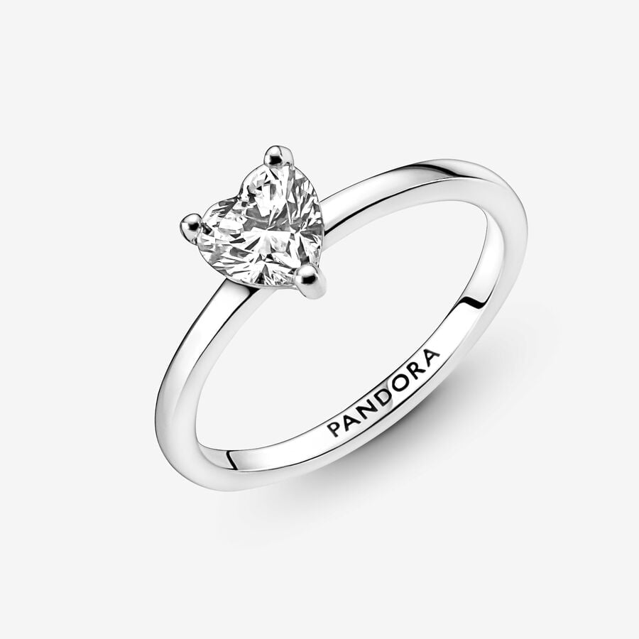 Sparkling Heart Solitaire Ring