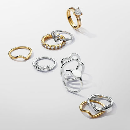 Sparkling Intertwined Wave Ring