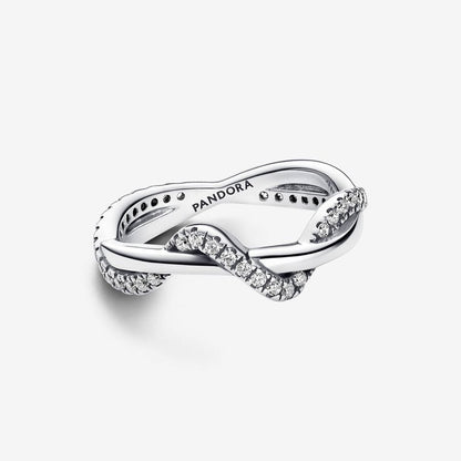 Sparkling Intertwined Wave Ring