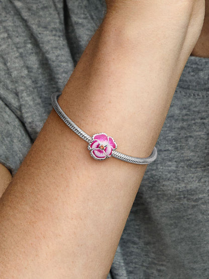 Pink Pansy Flower Charm