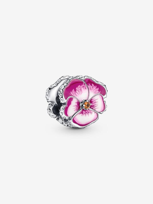 Pink Pansy Flower Charm