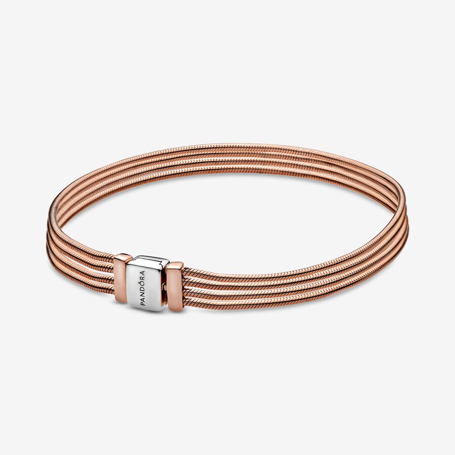 Multi snake chain 14k rose gold-plated and sterling silver bracelet