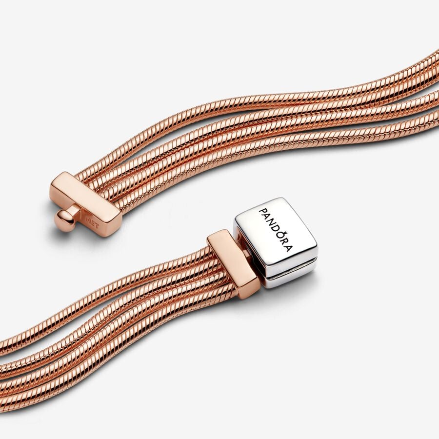 Multi snake chain 14k rose gold-plated and sterling silver bracelet