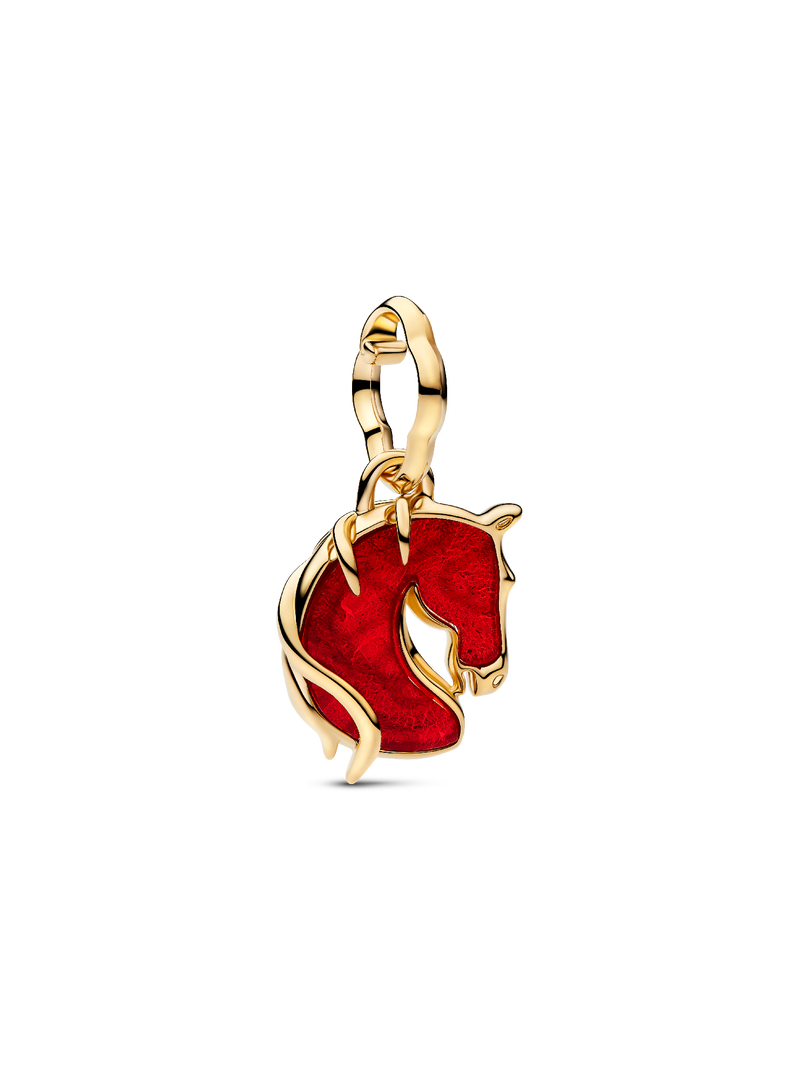 Pandora Red Fire Horse Murano Glass Dangle Charm