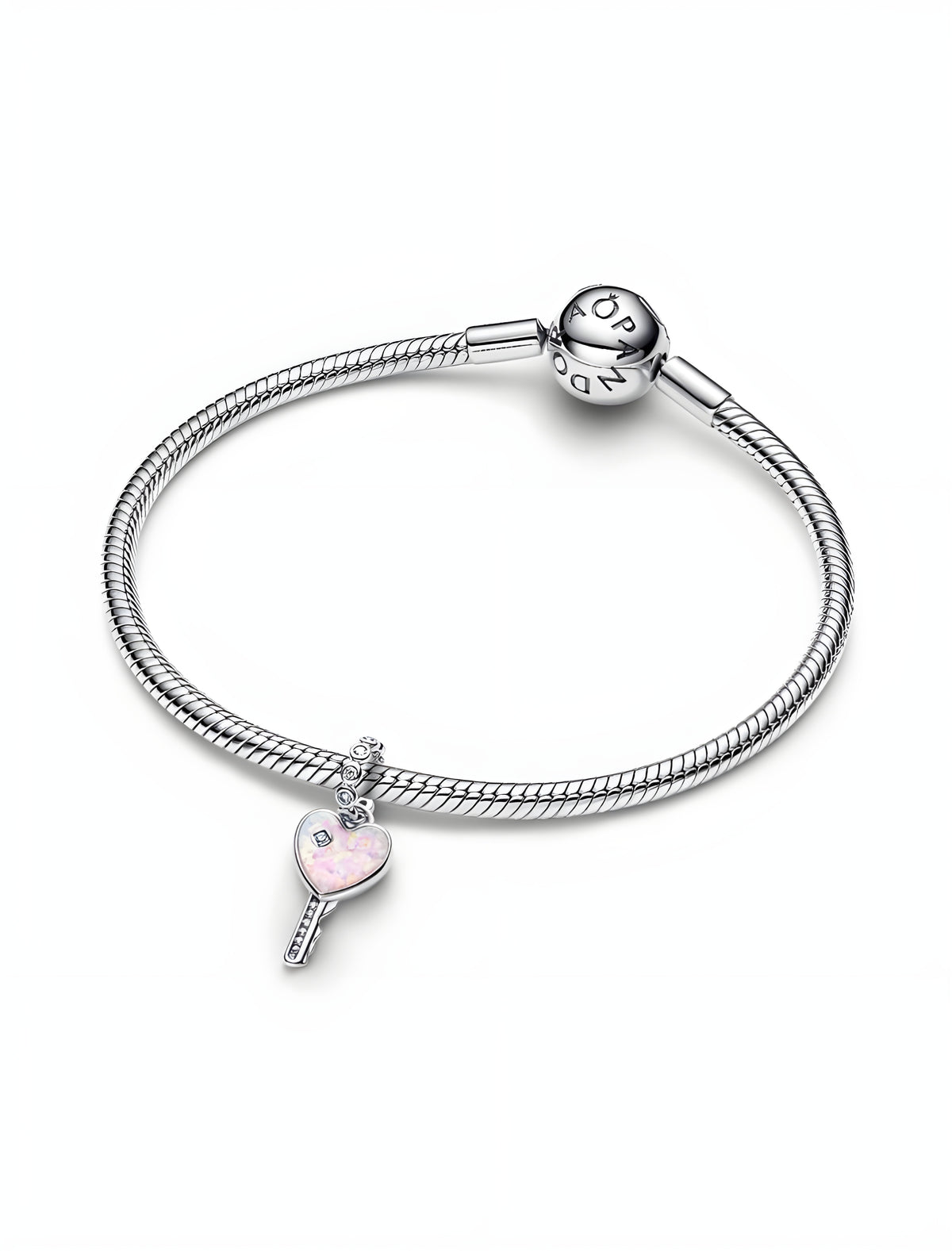 Opalescent Heart Key Dangle Charm
