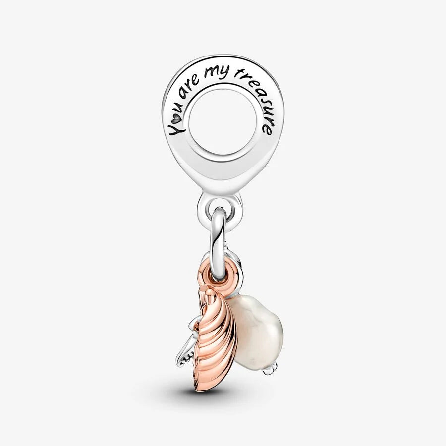 Treated Freshwater Cultured Pearl, Starfish & Shell Triple Dangle Charm