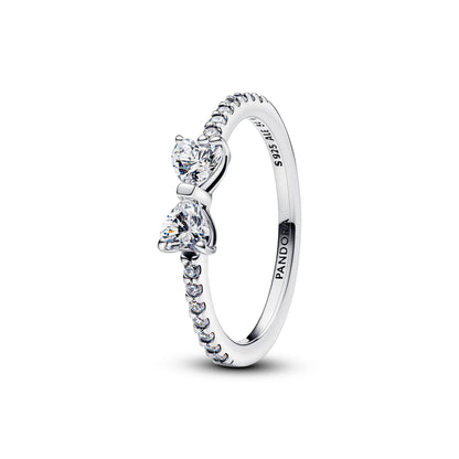 Bow Sterling Silver Ring With Clear Cubic Zirconia