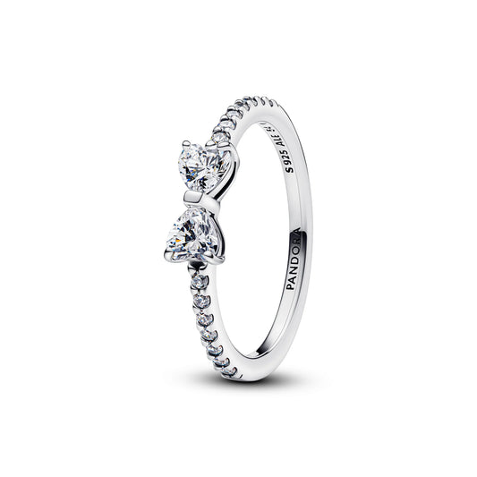 Bow Sterling Silver Ring With Clear Cubic Zirconia