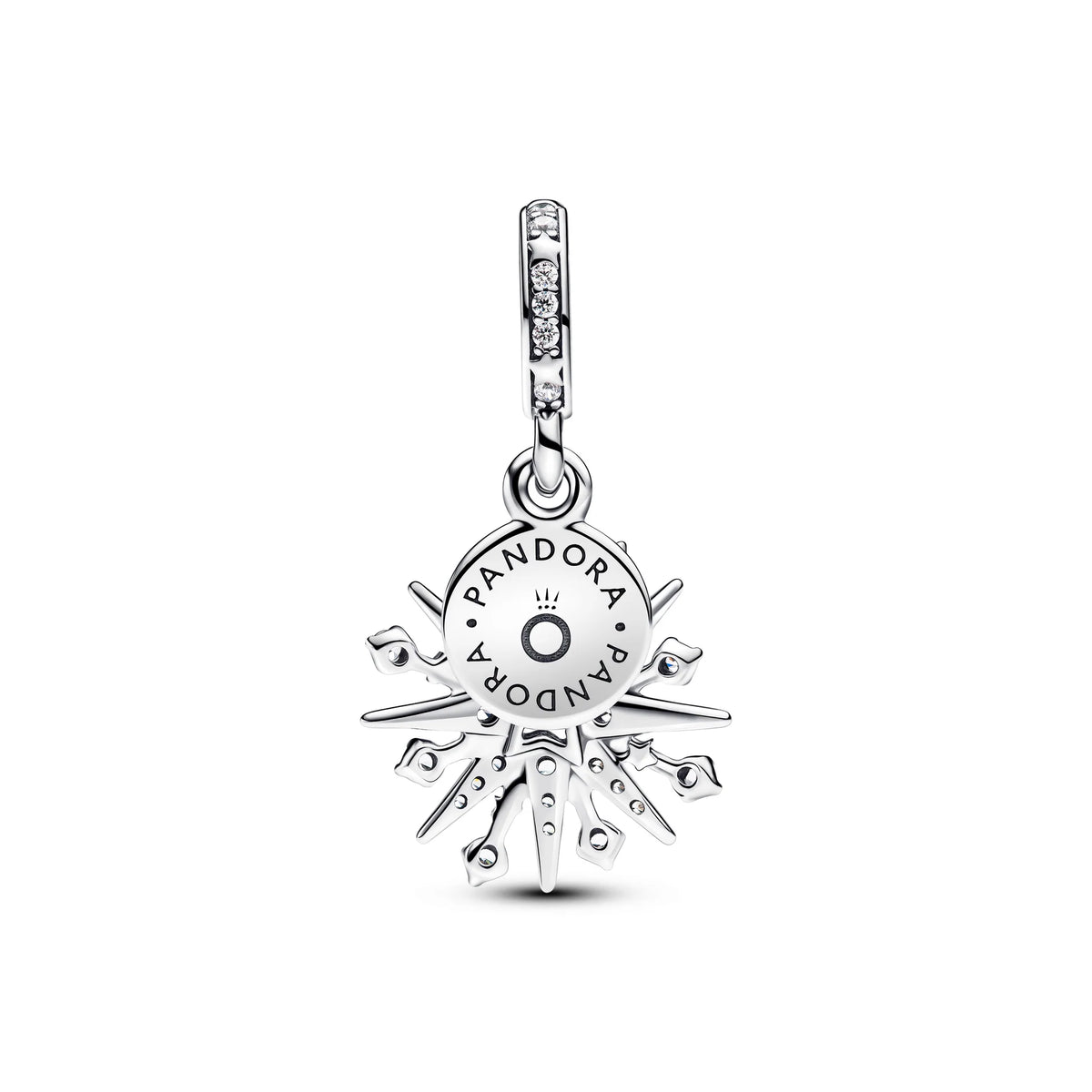 Firework Sterling Silver Double Dangle With Clear Cubic Zirconia
