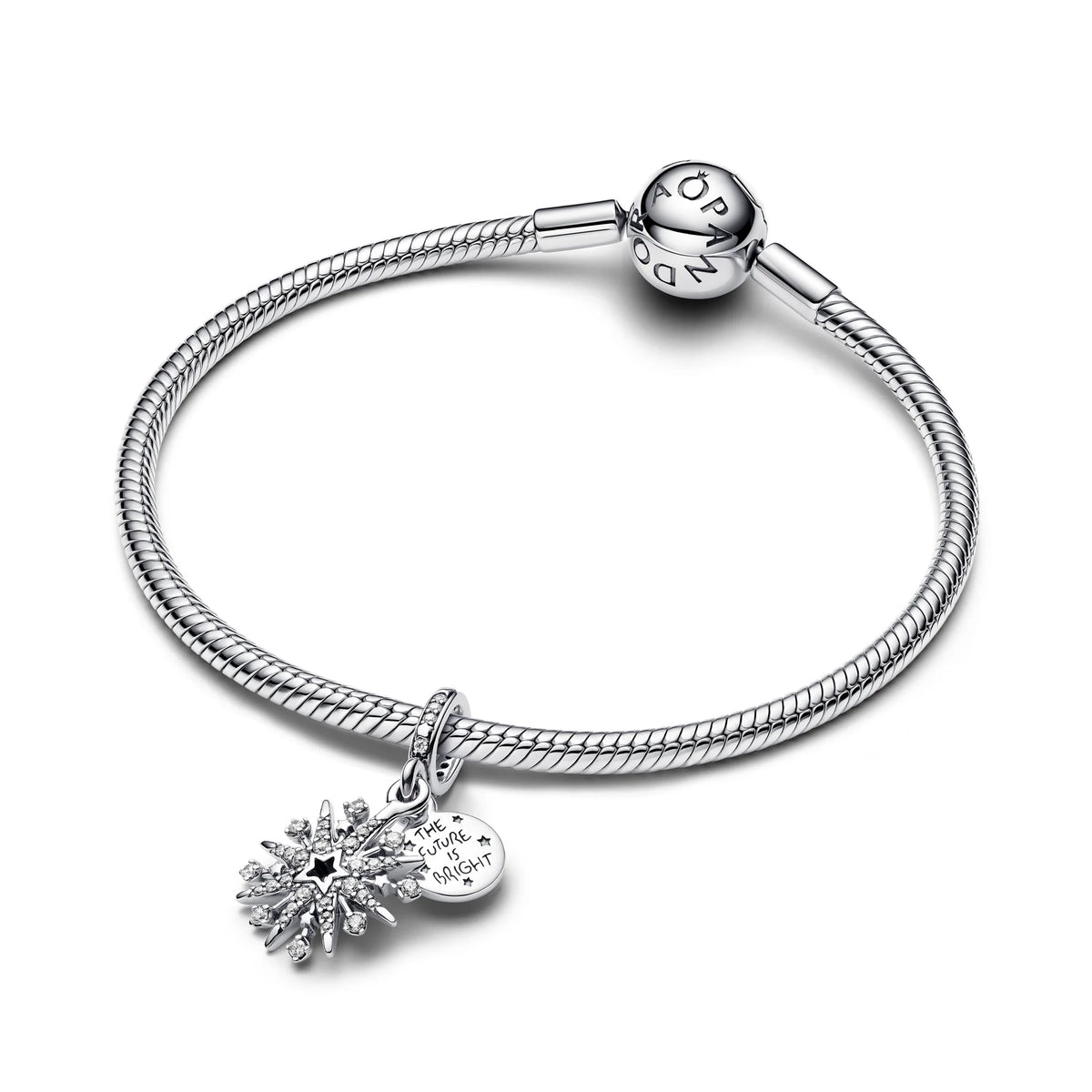 Firework Sterling Silver Double Dangle With Clear Cubic Zirconia