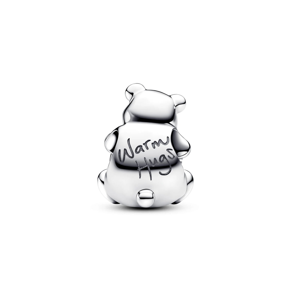 Polar Bear Sterling Silver Charm With White Lab-Created Opal And Black Enamel