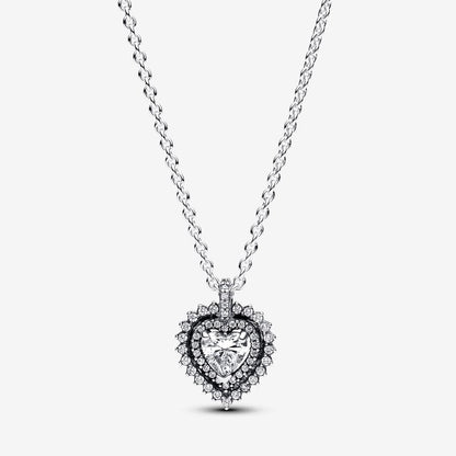 Sparkling Heart Halo Pendant Necklace
Sterling silver