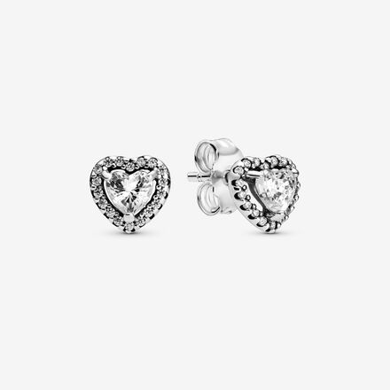 Sparkling Heart Halo clear Collier earing